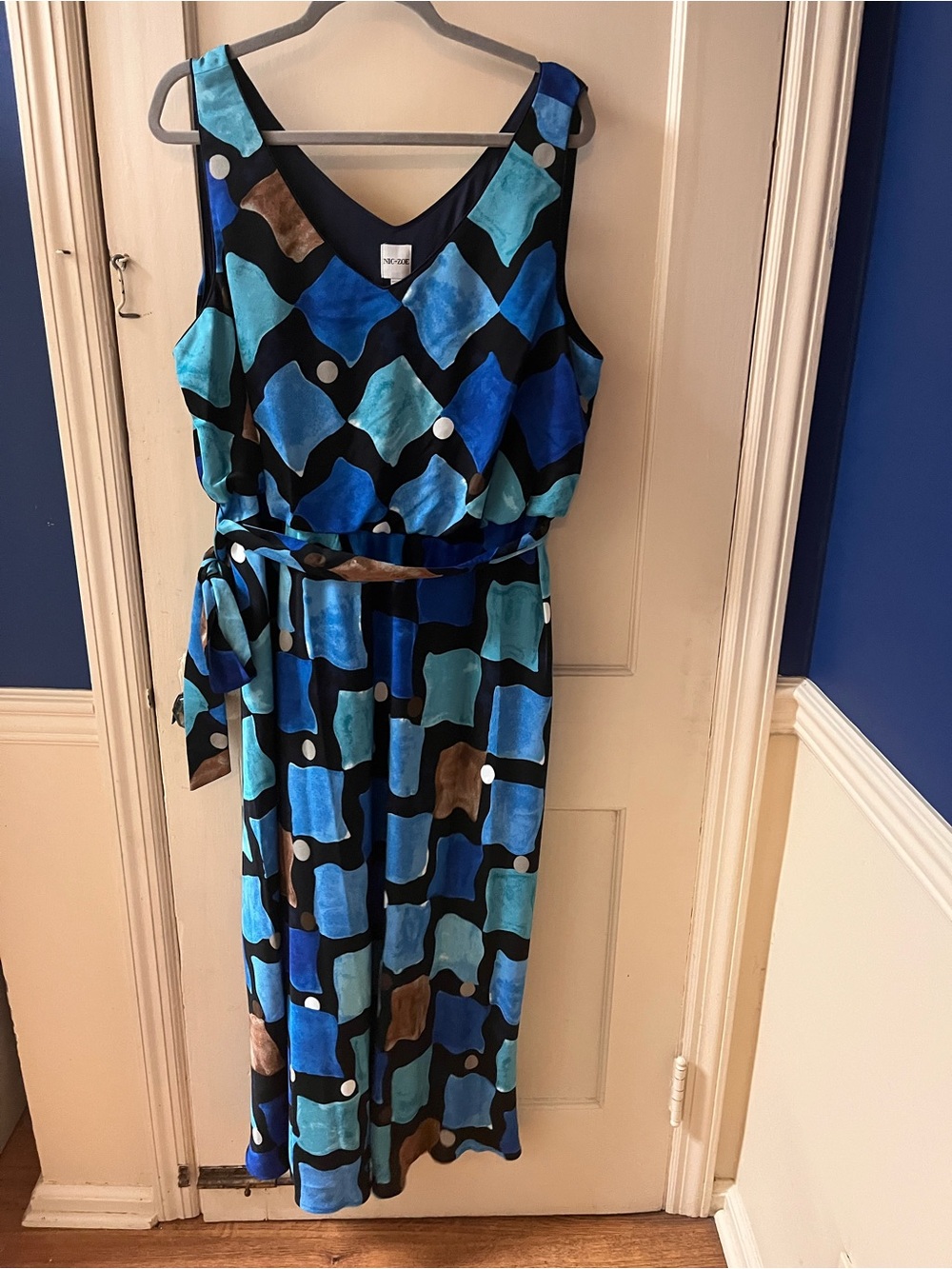 NIC+ZOE Blue and Black Abstract Print Dress